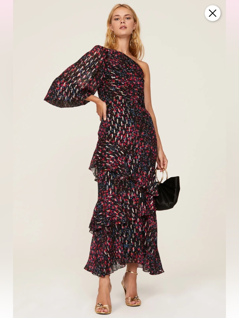 Shoshanna Sienna One Shoulder Ruffle Dress Sz 10